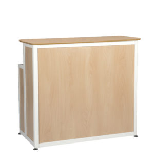 WOOD/WHITE ALU BAR WITH STORAGE + SINK - 120x50