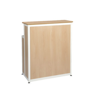 BAR AVEC RANGEMENT BOIS/ALU BLANC - 90x50