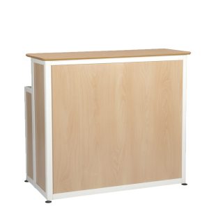 BAR AVEC RANGEMENT BOIS/ALU BLANC - 120x50