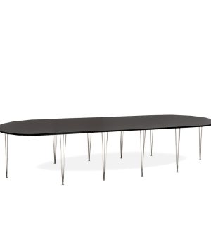 TABLE CONFERENCE NOIR OVALE X3 - PIEDS FIL