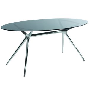 TABLE AUDACE OVALE VERRE FUME - 150x112