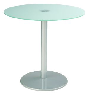 TABLE FEROE GRIS/VERRE BLANC - Ø 80