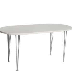 TABLE FORUM OVALE PIEDS FIL BLANC