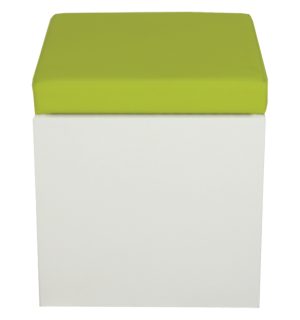 POUF BRAZIL CARRE BLANC/VERT