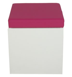 POUF BRAZIL CARRE BLANC/ROSE