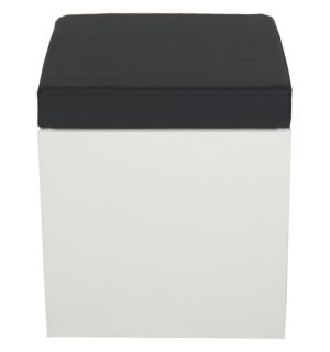 POUF BRAZIL CARRE BLANC/NOIR