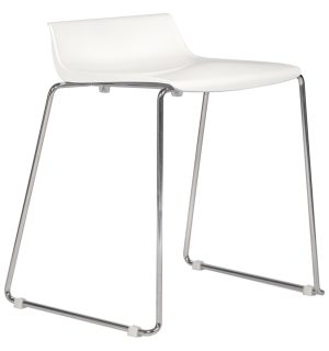 WHITE LACQUERED FLASHY LOW STOOL