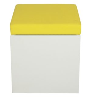 POUF BRAZIL CARRE BLANC/JAUNE