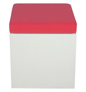 POUF BRAZIL CARRE BLANC/ROUGE