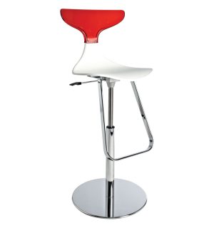 TABOURET SILHOUETTE BLANC/ROUGE