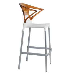 TABOURET BLANC/ORANGE