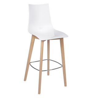 TABOURET ZEN BLANC LAQUE/BOIS