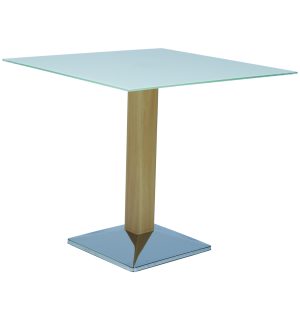 WOOD/GLASS WHITE OPAQUE SPOT TABLE