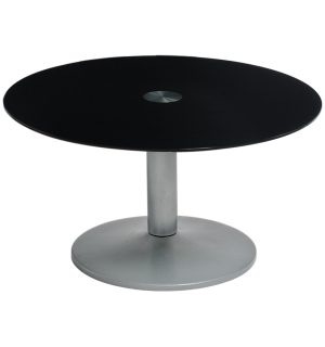 TABLE BASSE FEROE GRIS/VERRE NOIR OPAQUE - Ø 80