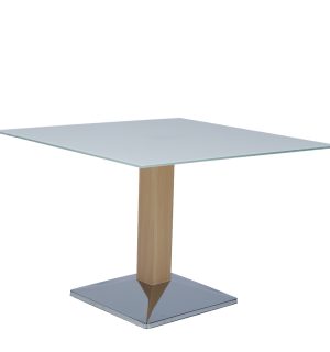 WOOD/WHITE GLASS OPAQUE SPOT LOW TABLE