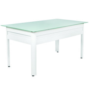 WHITE GLASS OPAQUE CITY DESK - 120x80