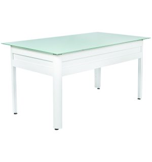 WHITE GLASS OPAQUE CITY DESK 150x80
