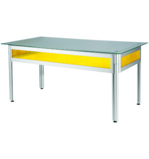 YELLOW/GLASS OPAQUE FLASHY DESK -150x80