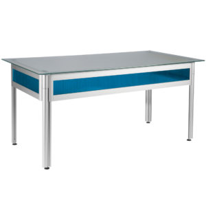 BLUE/GLASS OPAQUE FLASHY DESK - 120x80