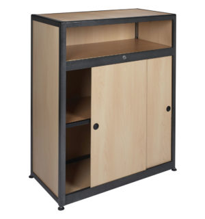 COMPTOIR AVEC RANGEMENT BOIS/ALU NOIR