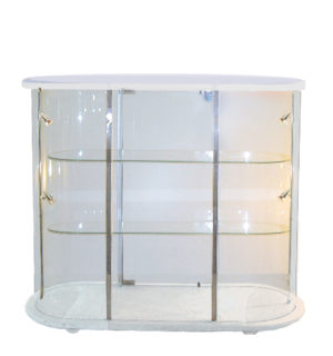 WHITE LOW OVAL SHOWCASE
