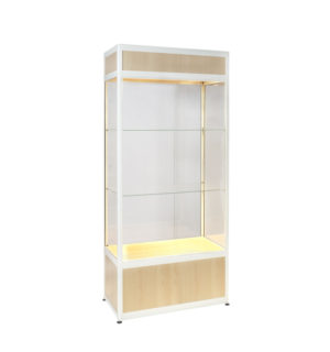 VITRINE HAUTE BOIS/ALU BLANC