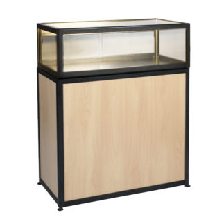 VITRINE COMPTOIR MEUBLE BOIS/ALU NOIR