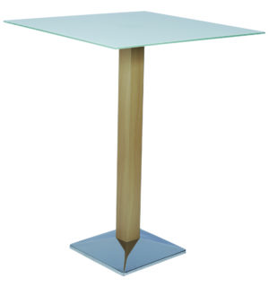 WOOD/WHITE GLASS OPAQUE SNACK TABLE