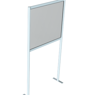 Plexiglass de protection 1x1m sur comptoir modulaire, banque accueil - modèle gris, hauteur 2,00m