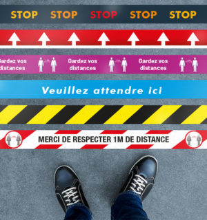 Adhésif au sol ligne distance sociale - Dim. 1300x100mm
